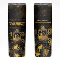 Saint Vincent And The Grenadines 1979 Skinny Tumbler Gold Tropical Leaves And Coat Of Arms - Wonder Print Shop