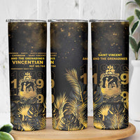 Saint Vincent And The Grenadines 1979 Skinny Tumbler Gold Tropical Leaves And Coat Of Arms - Wonder Print Shop
