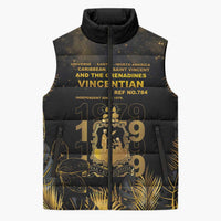Saint Vincent And The Grenadines 1979 Sleeveless Puffer Jacket Gold Tropical Leaves And Coat Of Arms - Wonder Print Shop
