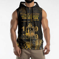 Saint Vincent And The Grenadines 1979 Sleeveless Zip Hoodie Gold Tropical Leaves And Coat Of Arms - Wonder Print Shop