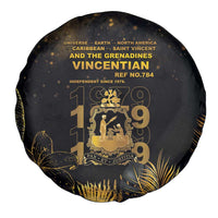 Saint Vincent And The Grenadines 1979 Spare Tire Cover Gold Tropical Leaves And Coat Of Arms - Wonder Print Shop