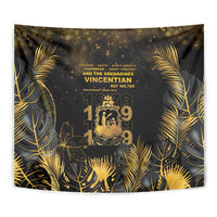 Saint Vincent And The Grenadines 1979 Tapestry Gold Tropical Leaves And Coat Of Arms - Wonder Print Shop