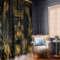 Saint Vincent And The Grenadines 1979 Window Curtain Gold Tropical Leaves And Coat Of Arms - Wonder Print Shop