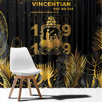 Saint Vincent And The Grenadines 1979 Window Curtain Gold Tropical Leaves And Coat Of Arms - Wonder Print Shop