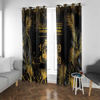 Saint Vincent And The Grenadines 1979 Window Curtain Gold Tropical Leaves And Coat Of Arms - Wonder Print Shop