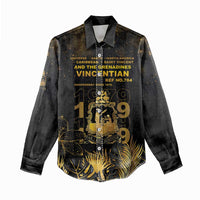 Saint Vincent And The Grenadines 1979 Women Casual Shirt Gold Tropical Leaves And Coat Of Arms - Wonder Print Shop