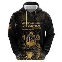 Saint Vincent And The Grenadines 1979 Zip Hoodie Gold Tropical Leaves And Coat Of Arms - Wonder Print Shop