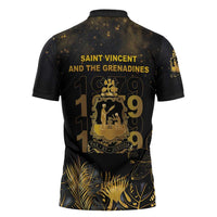 Saint Vincent And The Grenadines 1979 Zipper Polo Shirt Gold Tropical Leaves And Coat Of Arms - Wonder Print Shop