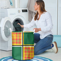 Dominica Creole Day Laundry Basket Coat Of Arms Madras Plaid Pattern