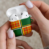 Dominica Creole Day AirPods Case Coat Of Arms Madras Plaid Pattern