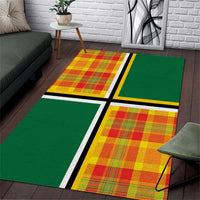 Dominica Creole Day Area Rug Coat Of Arms Madras Plaid Pattern