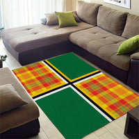 Dominica Creole Day Area Rug Coat Of Arms Madras Plaid Pattern