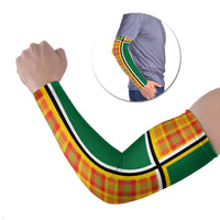 Dominica Creole Day Arm Sleeves Coat Of Arms Madras Plaid Pattern