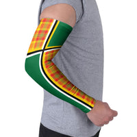 Dominica Creole Day Arm Sleeves Coat Of Arms Madras Plaid Pattern