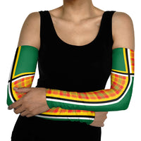 Dominica Creole Day Arm Sleeves Coat Of Arms Madras Plaid Pattern