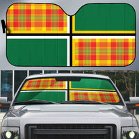 Dominica Creole Day Auto Sun Shade Coat Of Arms Madras Plaid Pattern