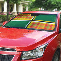 Dominica Creole Day Auto Sun Shade Coat Of Arms Madras Plaid Pattern