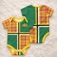 Dominica Creole Day Baby Onesie Coat Of Arms Madras Plaid Pattern