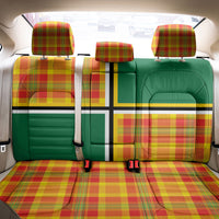 Dominica Creole Day Back Car Seat Cover Coat Of Arms Madras Plaid Pattern