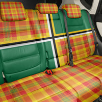 Dominica Creole Day Back Car Seat Cover Coat Of Arms Madras Plaid Pattern