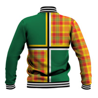Dominica Creole Day Baseball Jacket Coat Of Arms Madras Plaid Pattern