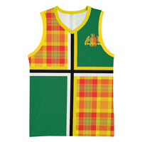Dominica Creole Day Basketball Jersey Coat Of Arms Madras Plaid Pattern