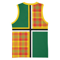 Dominica Creole Day Basketball Jersey Coat Of Arms Madras Plaid Pattern