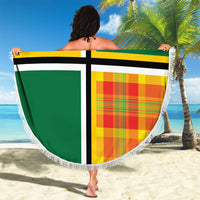 Dominica Creole Day Beach Blanket Coat Of Arms Madras Plaid Pattern