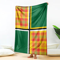 Dominica Creole Day Blanket Coat Of Arms Madras Plaid Pattern