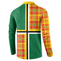 Dominica Creole Day Button Sweatshirt Coat Of Arms Madras Plaid Pattern