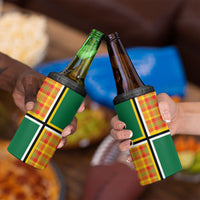 Dominica Creole Day 4 in 1 Can Cooler Tumbler Coat Of Arms Madras Plaid Pattern