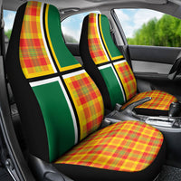 Dominica Creole Day Car Seat Cover Coat Of Arms Madras Plaid Pattern