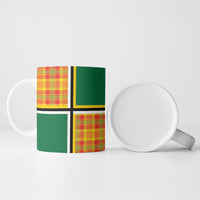 Dominica Creole Day Ceramic Mug Coat Of Arms Madras Plaid Pattern