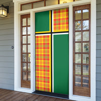 Dominica Creole Day Door Cover Coat Of Arms Madras Plaid Pattern