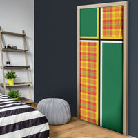 Dominica Creole Day Door Cover Coat Of Arms Madras Plaid Pattern