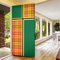 Dominica Creole Day Door Cover Coat Of Arms Madras Plaid Pattern