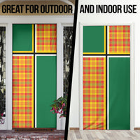 Dominica Creole Day Door Cover Coat Of Arms Madras Plaid Pattern