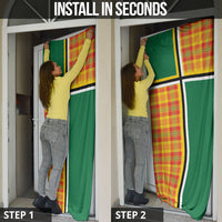 Dominica Creole Day Door Cover Coat Of Arms Madras Plaid Pattern