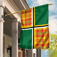 Dominica Creole Day Garden Flag Coat Of Arms Madras Plaid Pattern