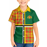 Dominica Creole Day Hawaiian Shirt Coat Of Arms Madras Plaid Pattern