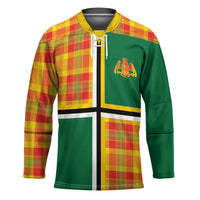 Dominica Creole Day Hockey Jersey Coat Of Arms Madras Plaid Pattern