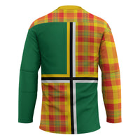 Dominica Creole Day Hockey Jersey Coat Of Arms Madras Plaid Pattern