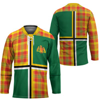 Dominica Creole Day Hockey Jersey Coat Of Arms Madras Plaid Pattern