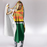 Dominica Creole Day Hooded Blanket Coat Of Arms Madras Plaid Pattern