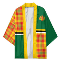 Dominica Creole Day Kimono Coat Of Arms Madras Plaid Pattern