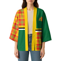 Dominica Creole Day Kimono Coat Of Arms Madras Plaid Pattern