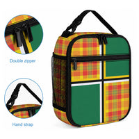Dominica Creole Day Lunch Bag Coat Of Arms Madras Plaid Pattern