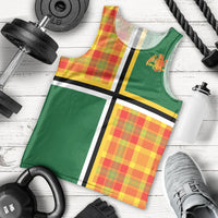 Dominica Creole Day Men Tank Top Coat Of Arms Madras Plaid Pattern