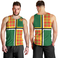 Dominica Creole Day Men Tank Top Coat Of Arms Madras Plaid Pattern