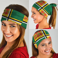 Dominica Creole Day Neck Gaiter Coat Of Arms Madras Plaid Pattern